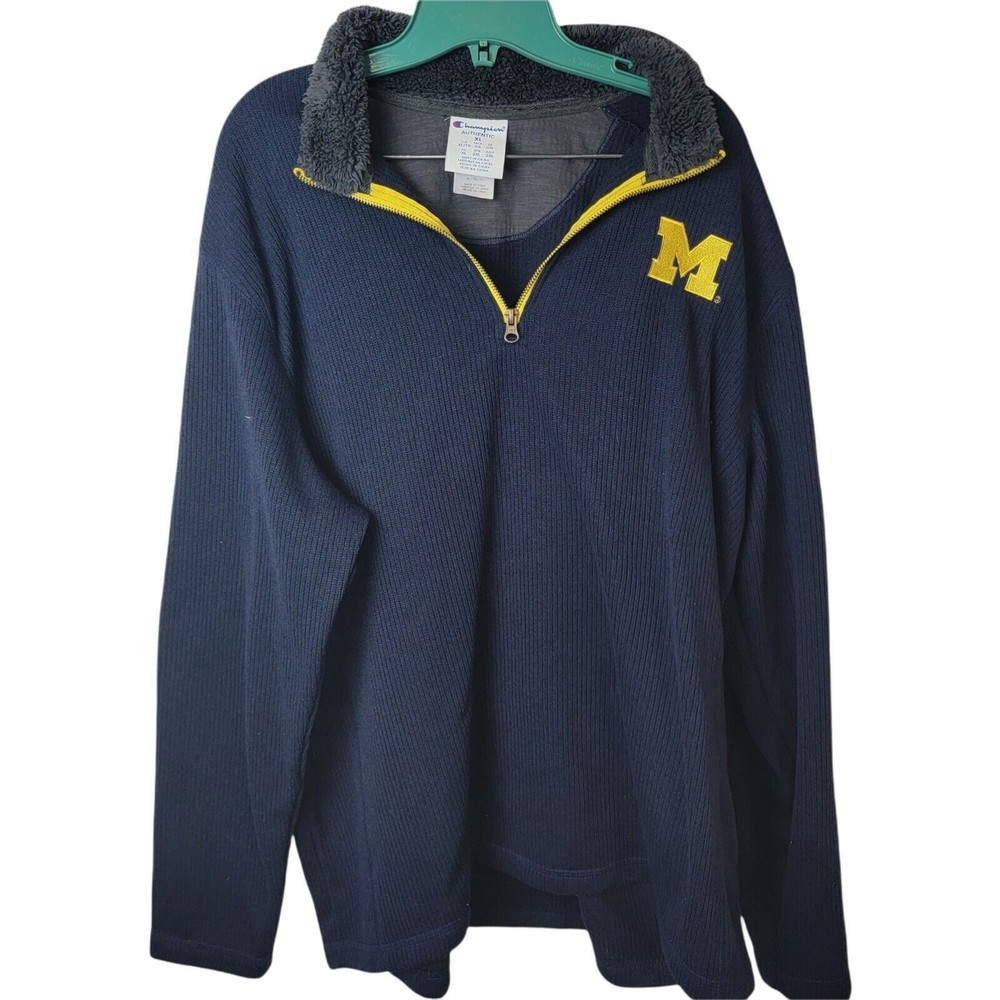 Michigan Wolverines Champion Ribbed‎ Fleece Sweater Size XL Vintage?